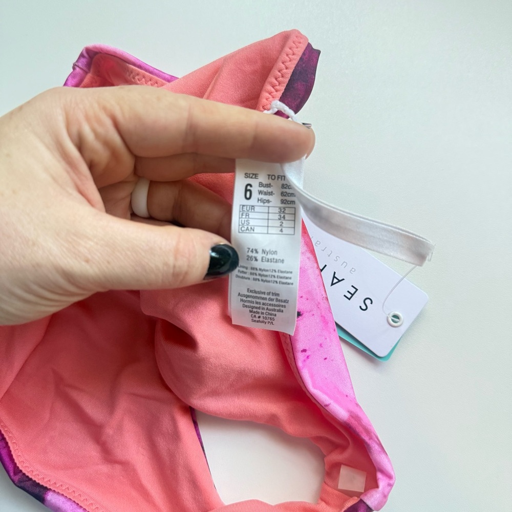 Seafolly Austrailia Anthropologie Swimsuit Bikini Bottom Ombré Fuchsia Pink Sz 2 - Picture 6 of 6